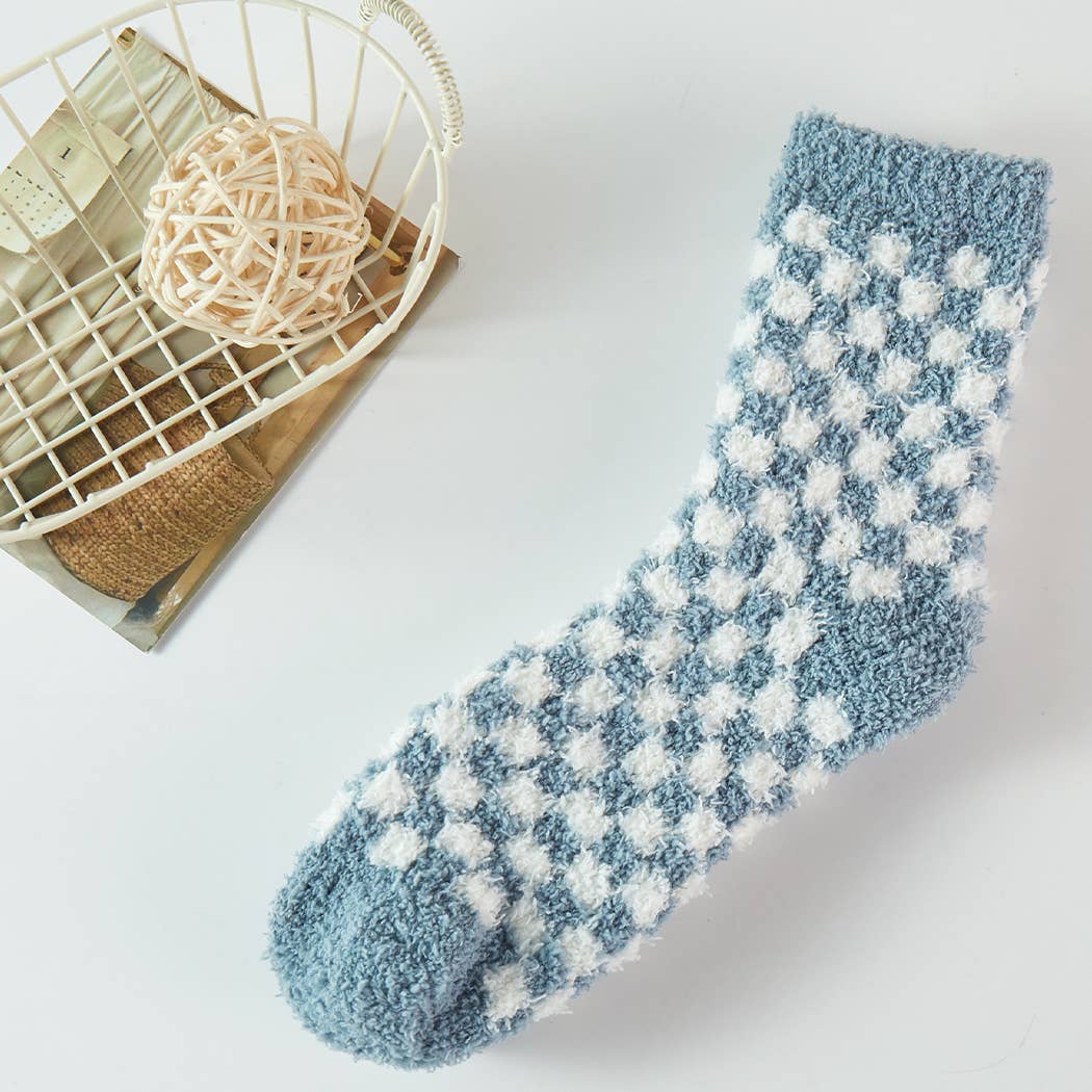Plaid Pattern Fuzzy Sleep Socks