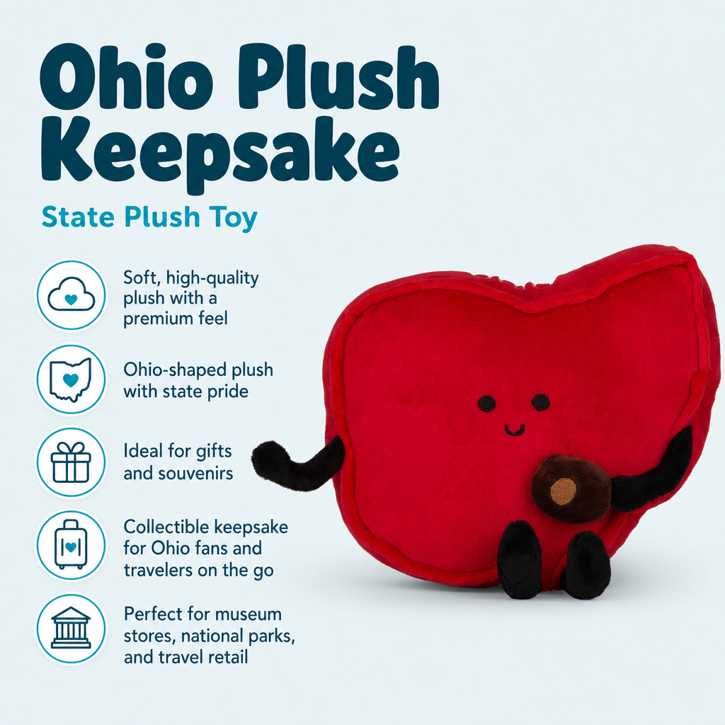 Ohio Stuffed State Plush Doll with Buckeye | Plushies | Gift