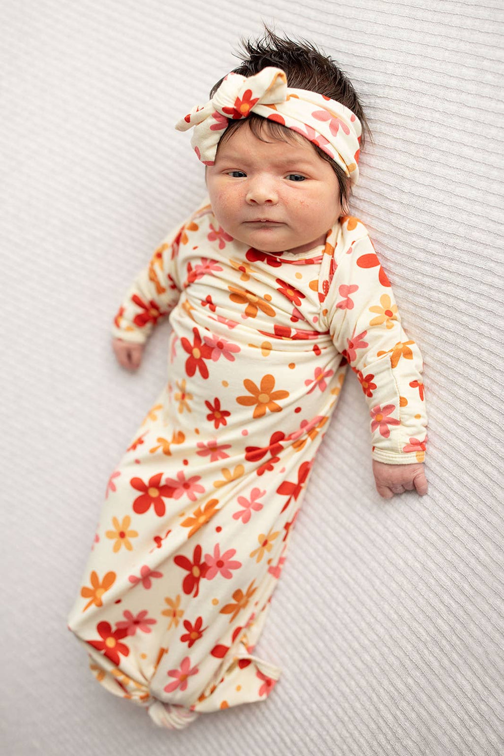 70s Groovy Flower Knotted Newborn Baby Gown