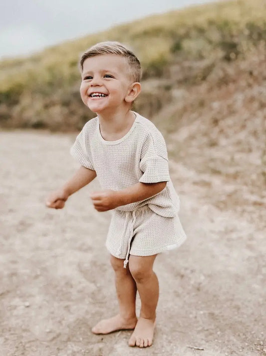 Waffle Shorts Set - Sand