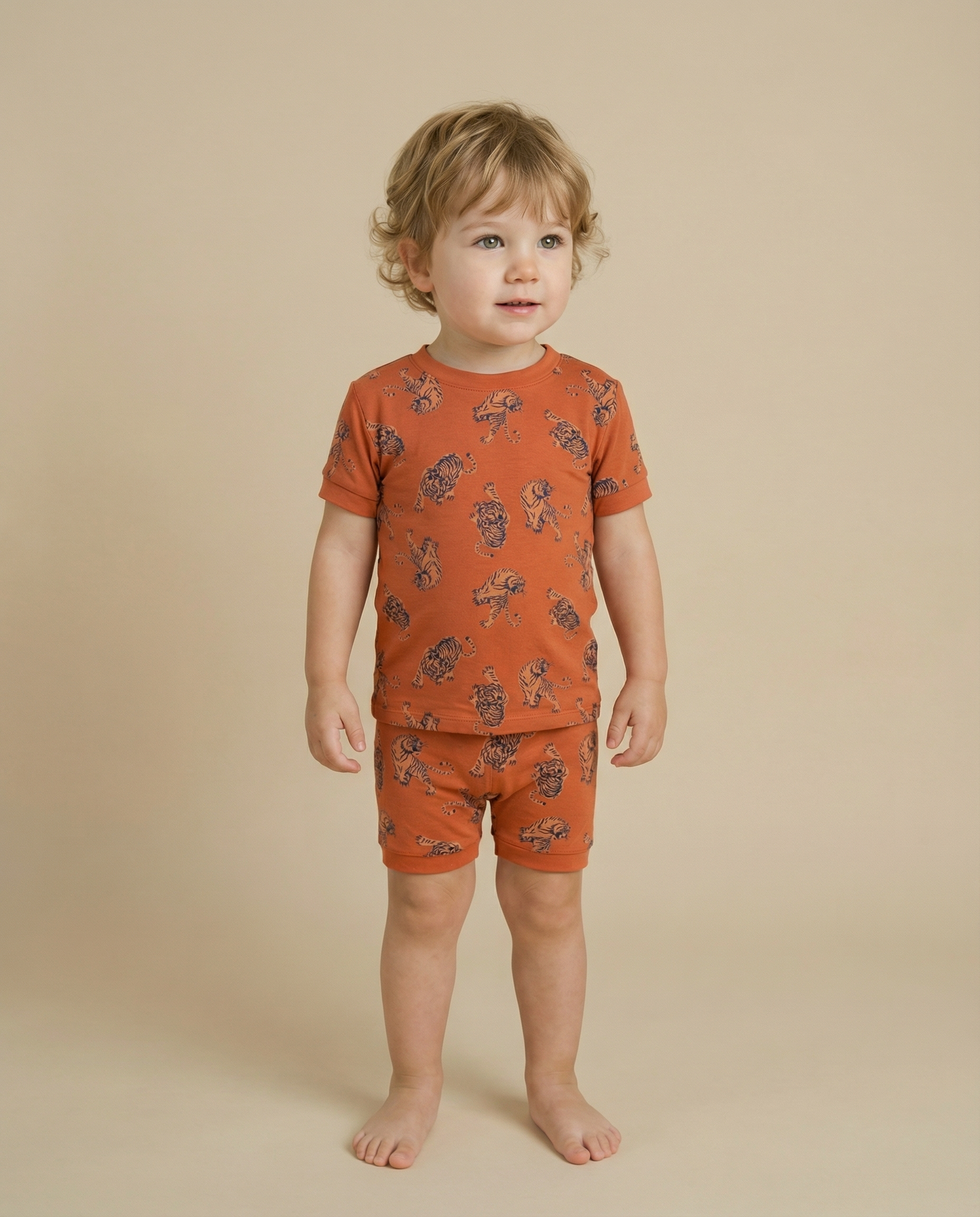 Wild Tiger Bamboo Boys Girls Infants Short Sleeve PJs