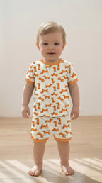 Orange Puppy Bamboo Boys Girls Infants Short Sleeve PJs
