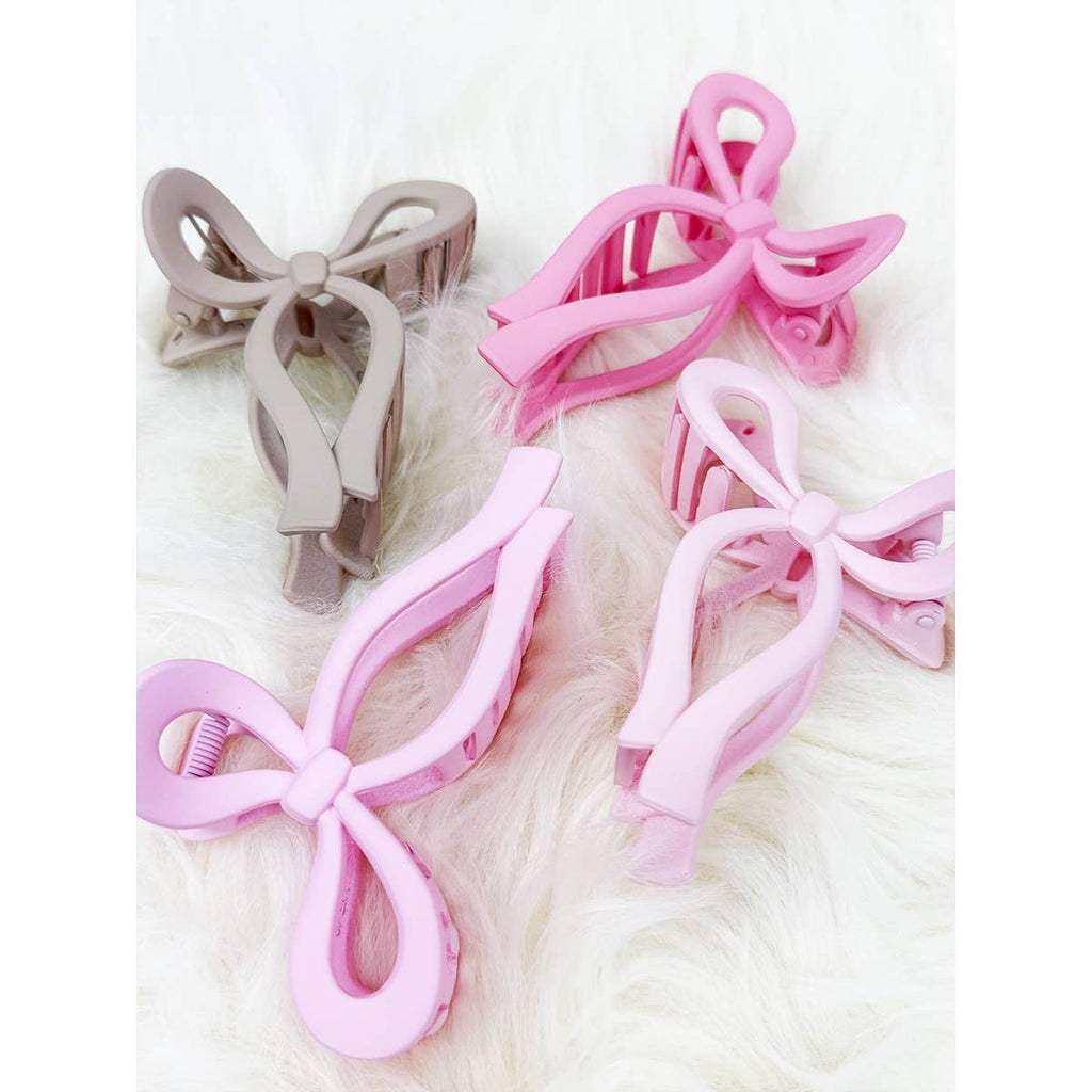 Assorted Pink and Taupe Shades of Bow Clip