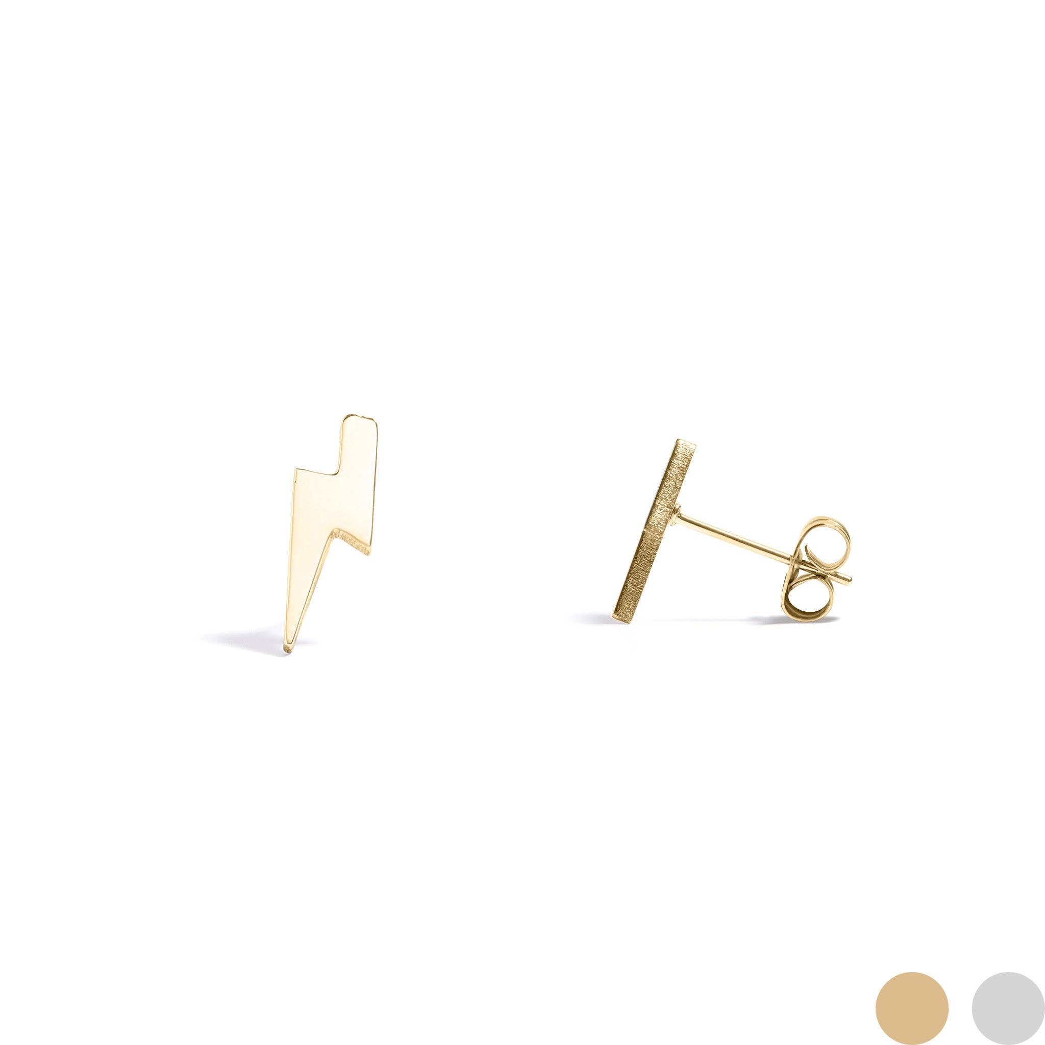 18K Gold PVD Stainless Steel Lightning Bolt Stud Earrings