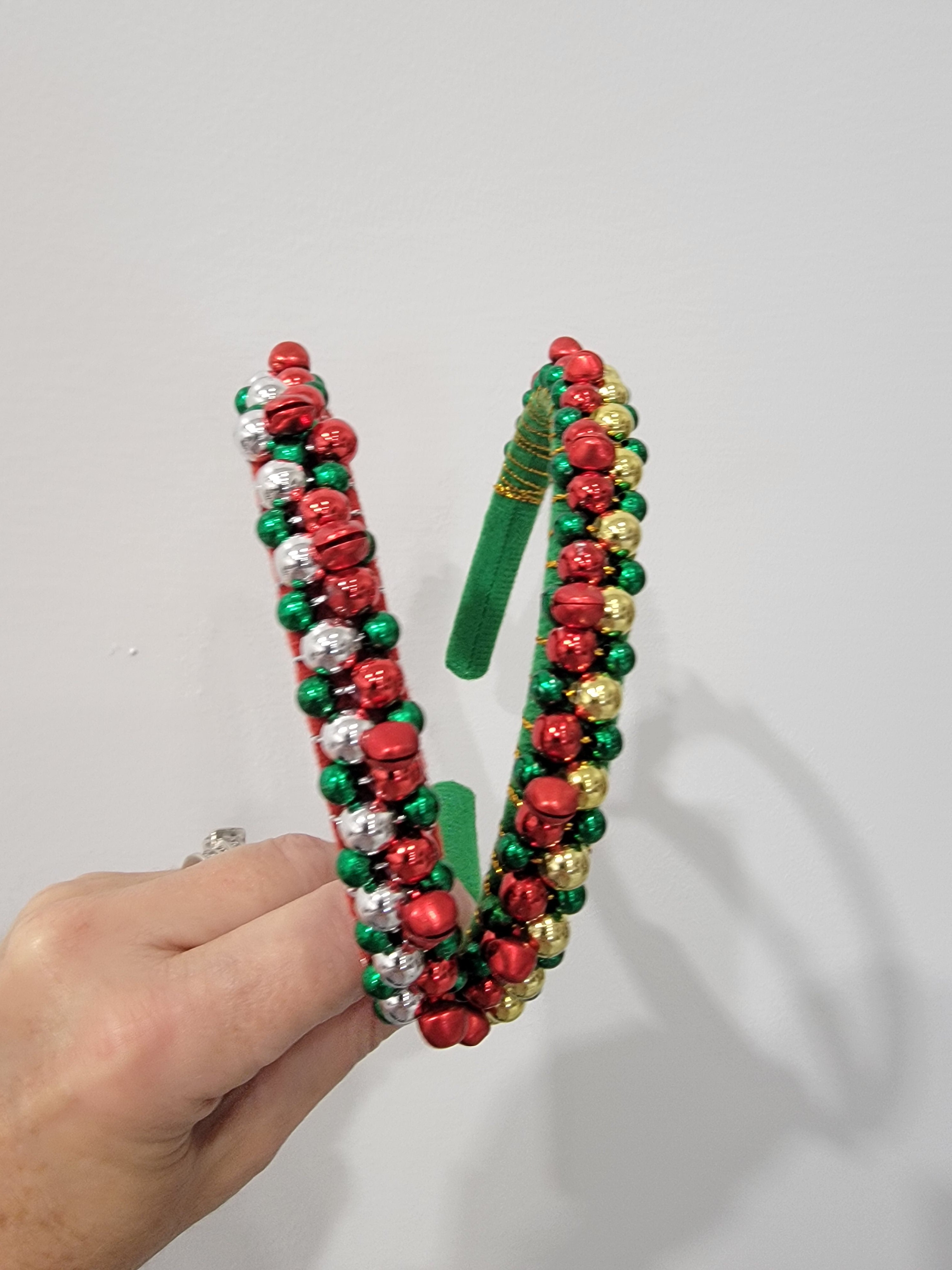 Skinny Jingle Bell Headband - Red or Green